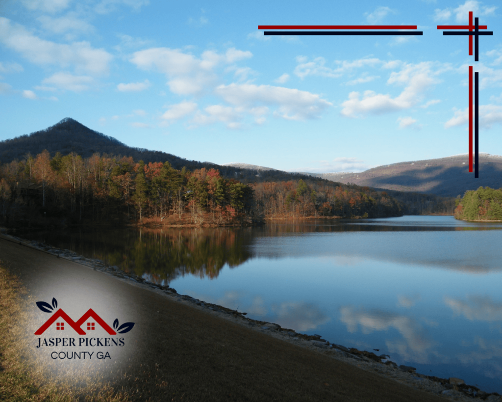 Jasper Pickens County GA Mountain with Sharp Top Mountain and Bent Tree Lake Image